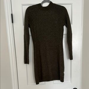 Dark Green Ribbed Knit Dress